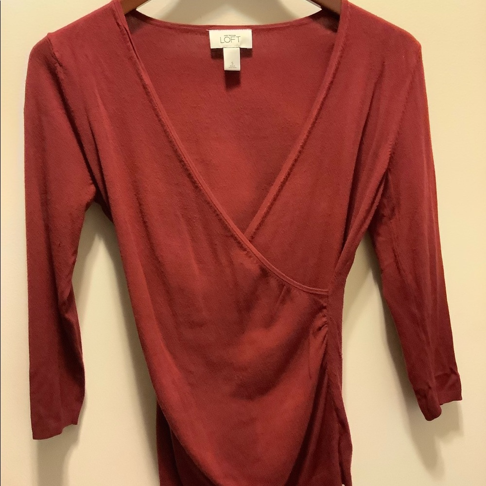 Ann Taylor LOFT maroon “wrap” sweater
